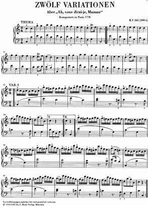 12 Variations On 'Ah, Vous Dirai-je Maman' K.265 - 12 Variations on Ah, vous dirai-je Maman K. 265 (300e)