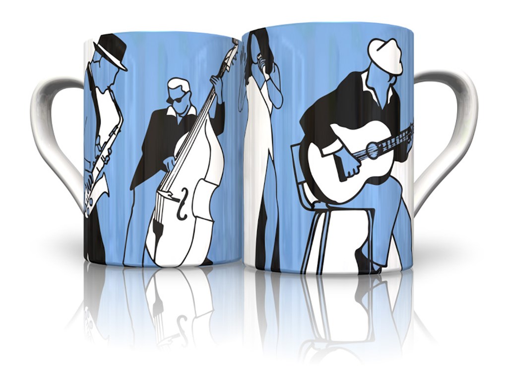 Mug Blues - modrý hrnek s hudebním motivem