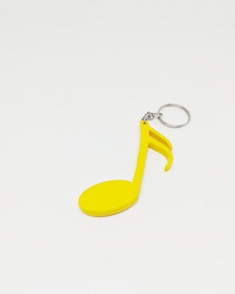 Přívěsek na klíče ve tvaru nota šestnáctinová - žlutá barva