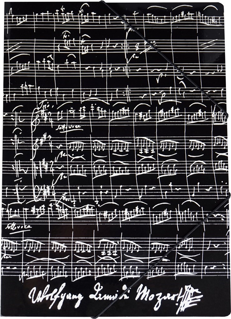 Papírová složka s gumičkou - Mozart černá barva