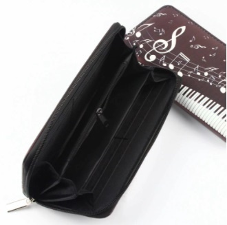 Dámská peněženka s potiskem klaviatury a notové osnovy