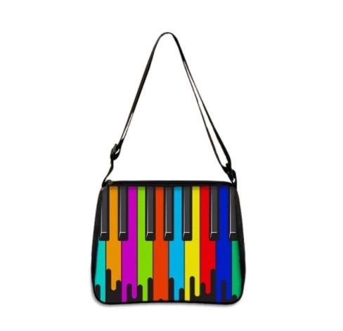 Dívčí kabelka na rameno s potiskem barevný klaviatura