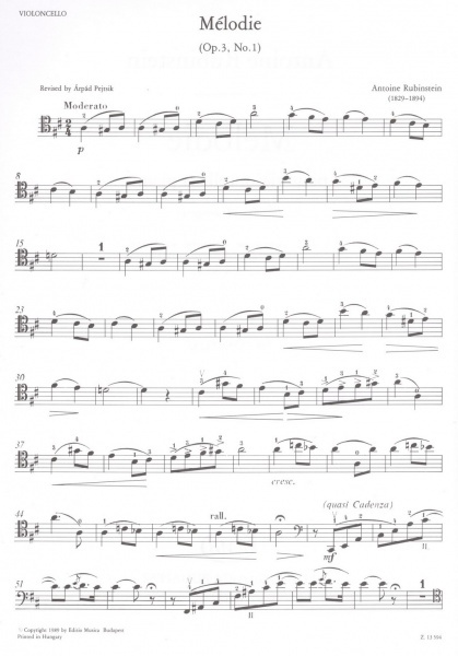 Rubinstein: MELODIE / violoncello + klavír