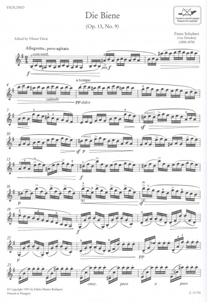 Die Biene op. 13, No. 9 pro housle a klavír