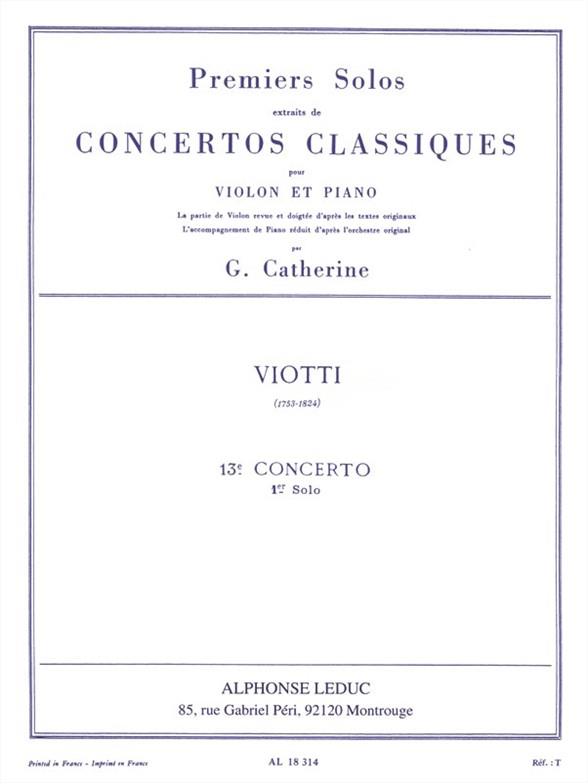 Premiers Solos Concertos Classiques - Concerto no. 13 (Viotti) - noty pro housle a klavír