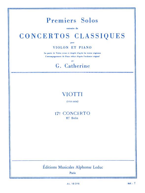 Premiers Solos Concertos Classiques - Concerto no. 17 (Viotti) - noty pro housle a klavír