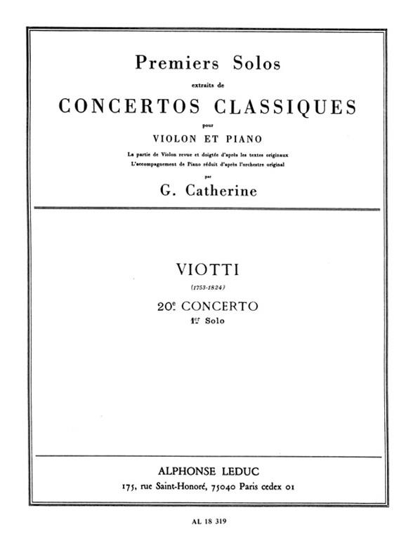Premiers Solos Concertos Classiques - Concerto no. 20 (Viotti) - noty pro housle a klavír