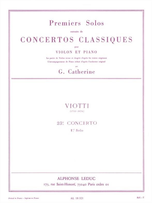 Premiers Solos Concertos Classiques - Concerto no. 23 (Viotti) - noty pro housle a klavír