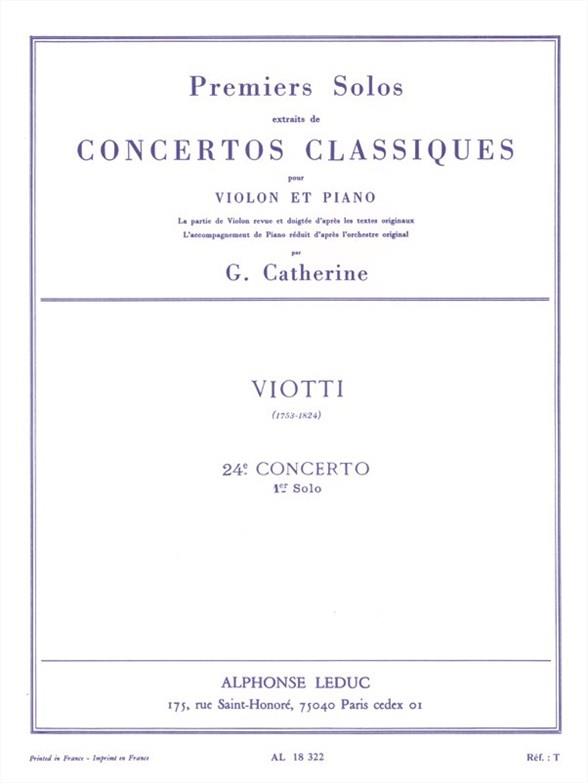 Premiers Solos Concertos Classiques - Concerto no. 24 (Viotti) - noty pro housle a klavír