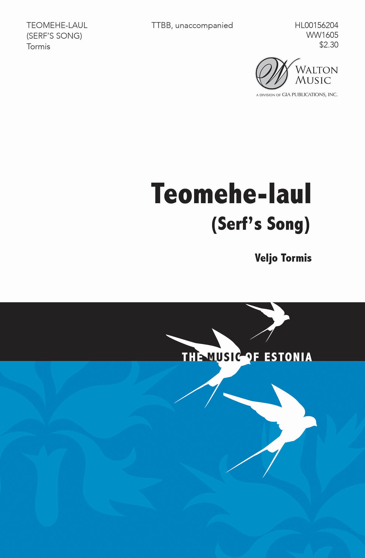 Teomehe-laul (Serf's Song) - Chinese Folksong - pro sbor SATB a Cappella