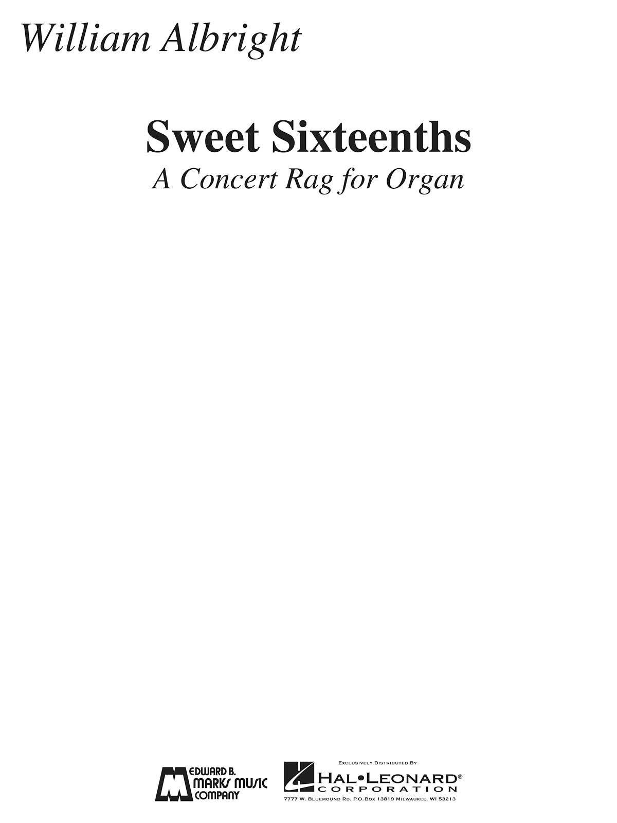 Sweet Sixteenths - A Concert Rag For Organ - noty na varhany