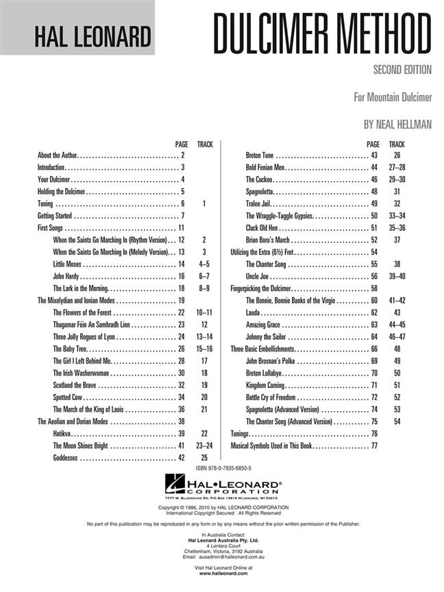 Hal Leonard Dulcimer Method - 2nd Edition - For Mountain Dulcimer - noty na Dulcimer