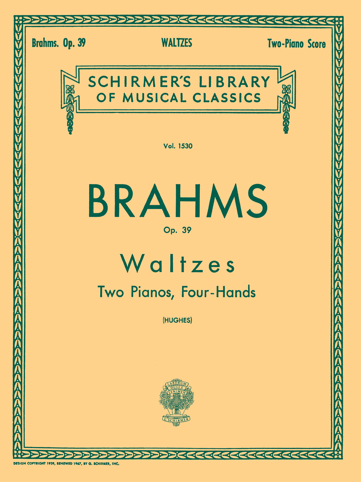 Waltzes Op.39 - Two Pianos, Four Hands. Includes set of parts for each player. - pro čtyři ruce