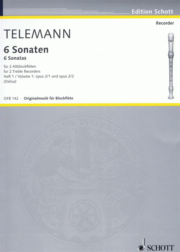 Six Sonatas for Two Treble Recorders, Volume 1 - altová flétna duet