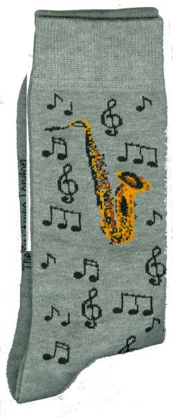 Ponožky na saxofon a noty – šedé (velikost 6-11)