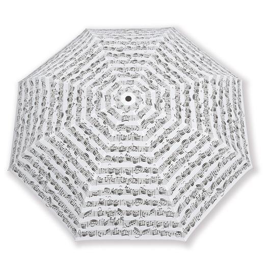Mini deštník - noty, bílý polyester, 21 cm, délka (Alu)