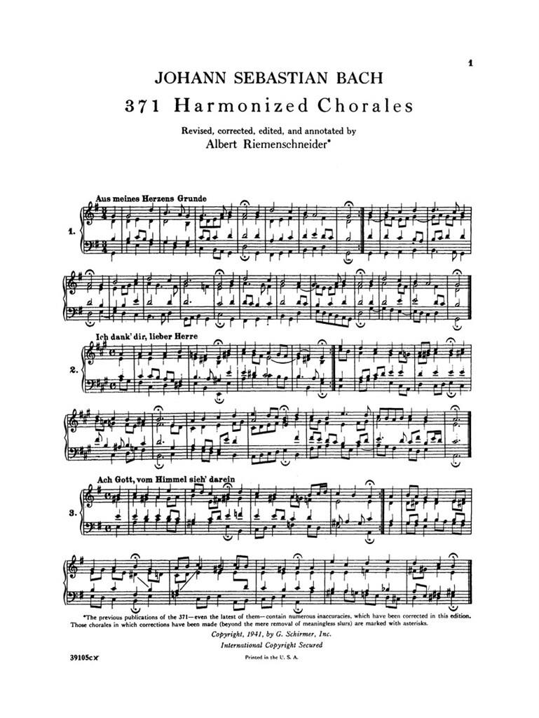 371 Harmonized Chorales And 69 Chorale Melodies - noty pro skupinu nástrojů