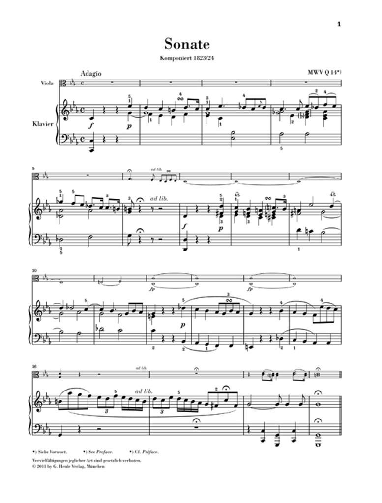 Sonata in c minor for Viola and Piano - noty pro violu a klavír