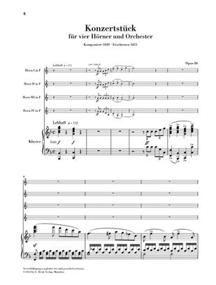 Concert Piece For Four Horns And Orchestra Op.86 - Piano Reduction pro čtyři lesní rohy a klavír