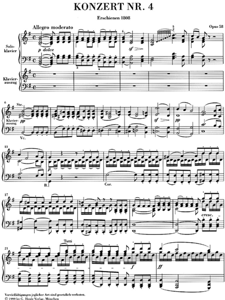 Piano Concerto No. 4 In G Major Op. 58 - noty pro dva klavíry