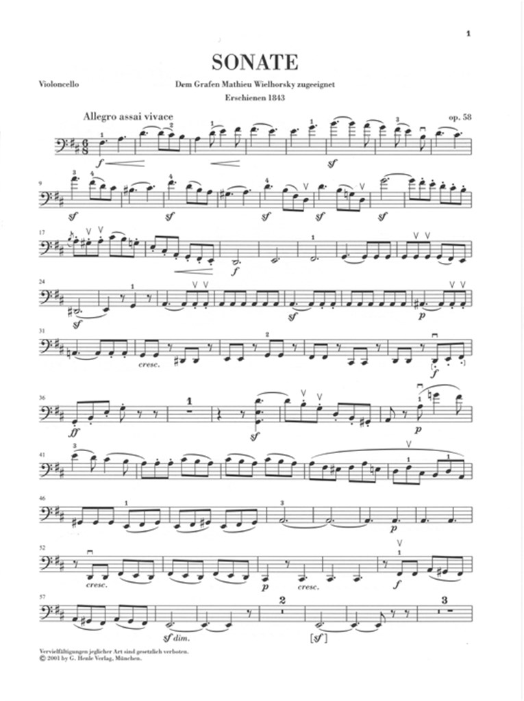 Sonata pro violoncello a klavír In D Op. 58