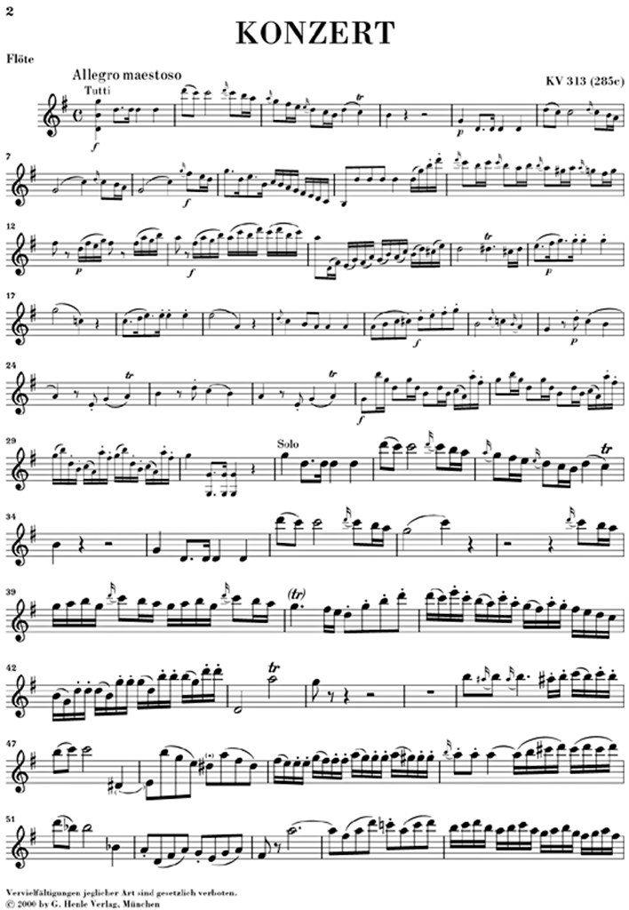 Concerto for Flute and Orchestra G major K.313 - noty pro příčnou flétnu a klavír