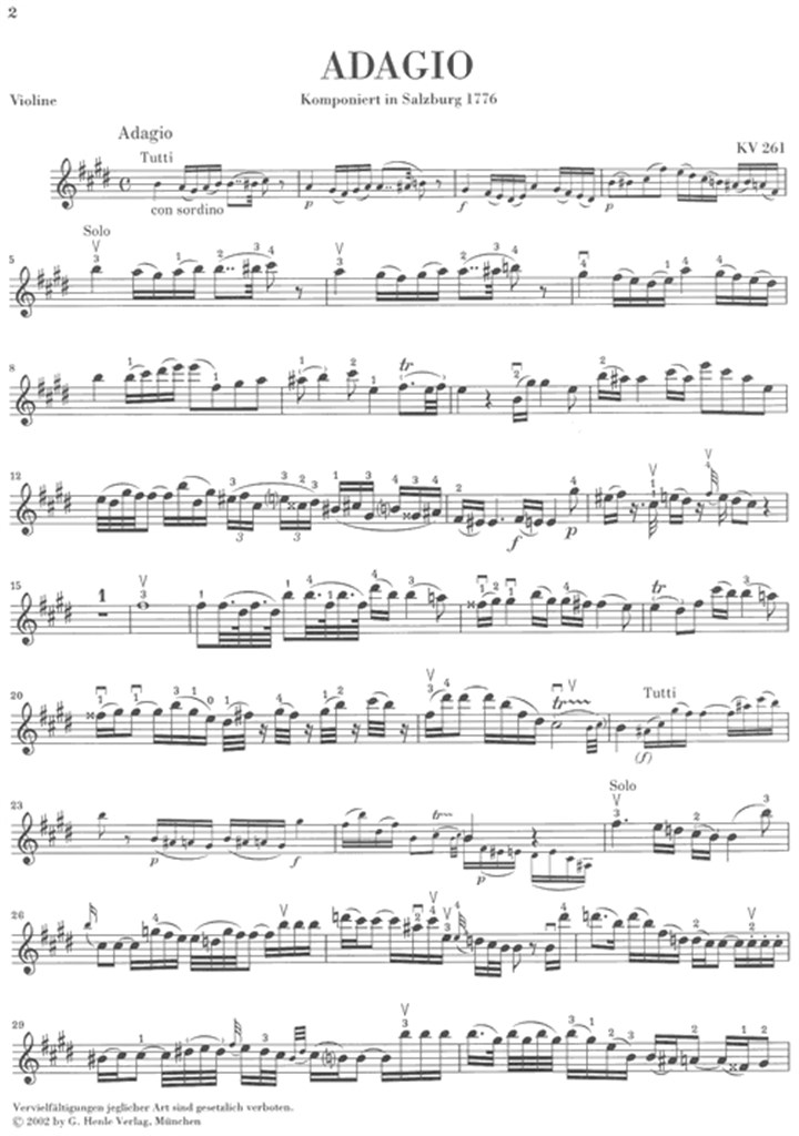 Single Movements For Violin And Orchestra - noty pro housle a klavír