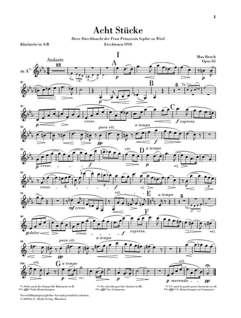 8 Pieces Pour - noty pro klarinet, violoncello a klavír