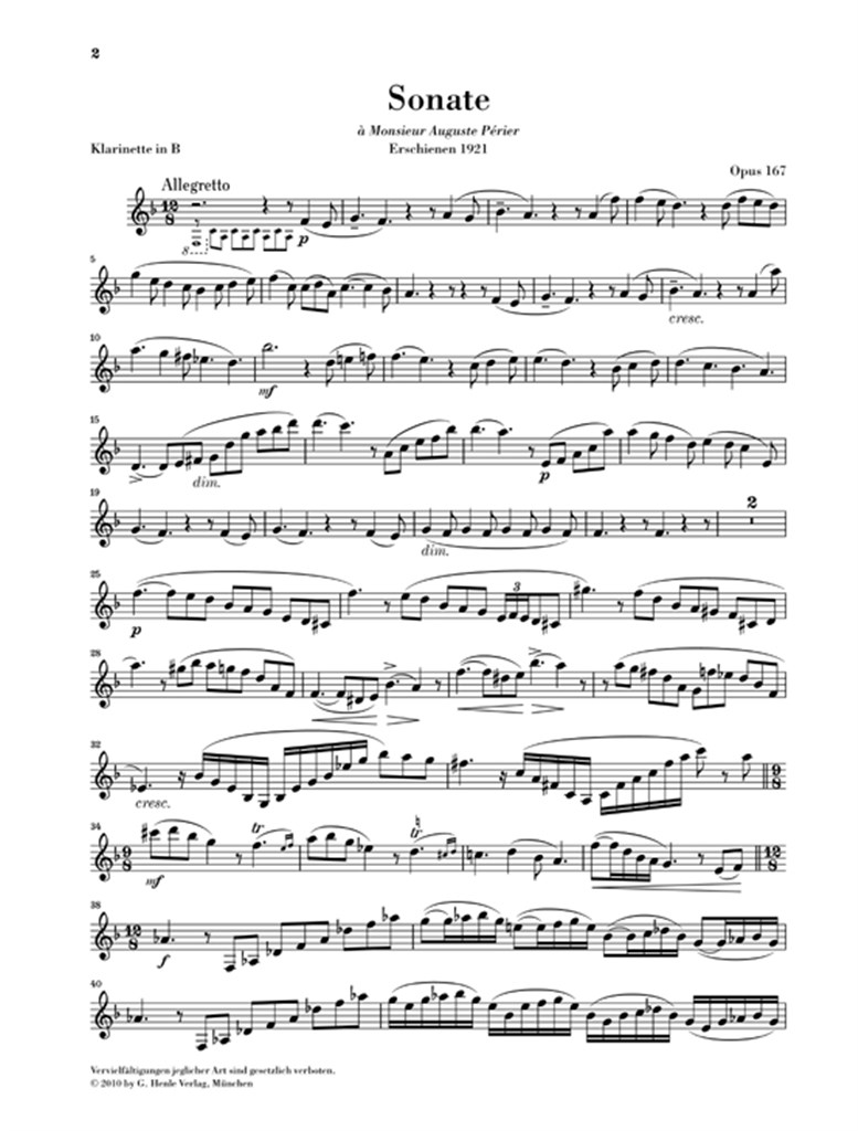 Clarinet Sonata Op.167 - noty pro klarinet a klavír