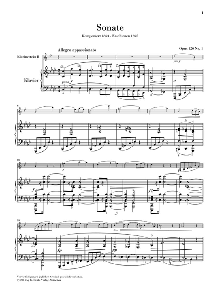 Sonatas op.120 pro klarinet a klavír