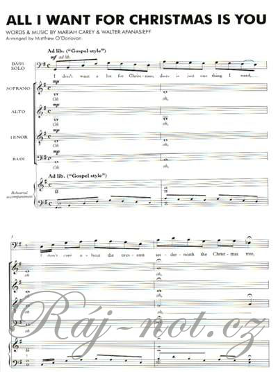 All I Want For Christmas Is You pro sbor SATB A Cappella