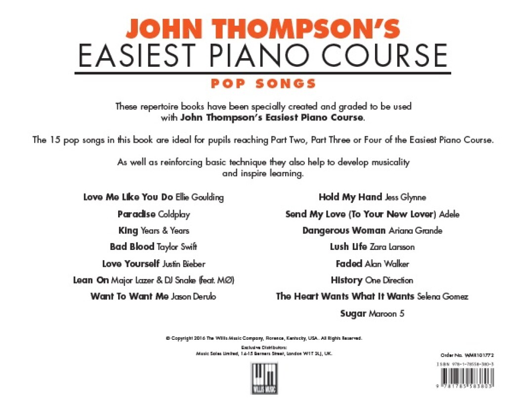 John Thompson's Easiest Piano Course: Pop Songs