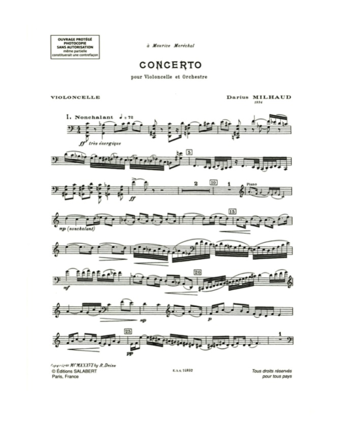 Concerto Pour Violoncelle Et Orchestre N 1 Op 136 - Reduction Pour Violoncelle Et Piano