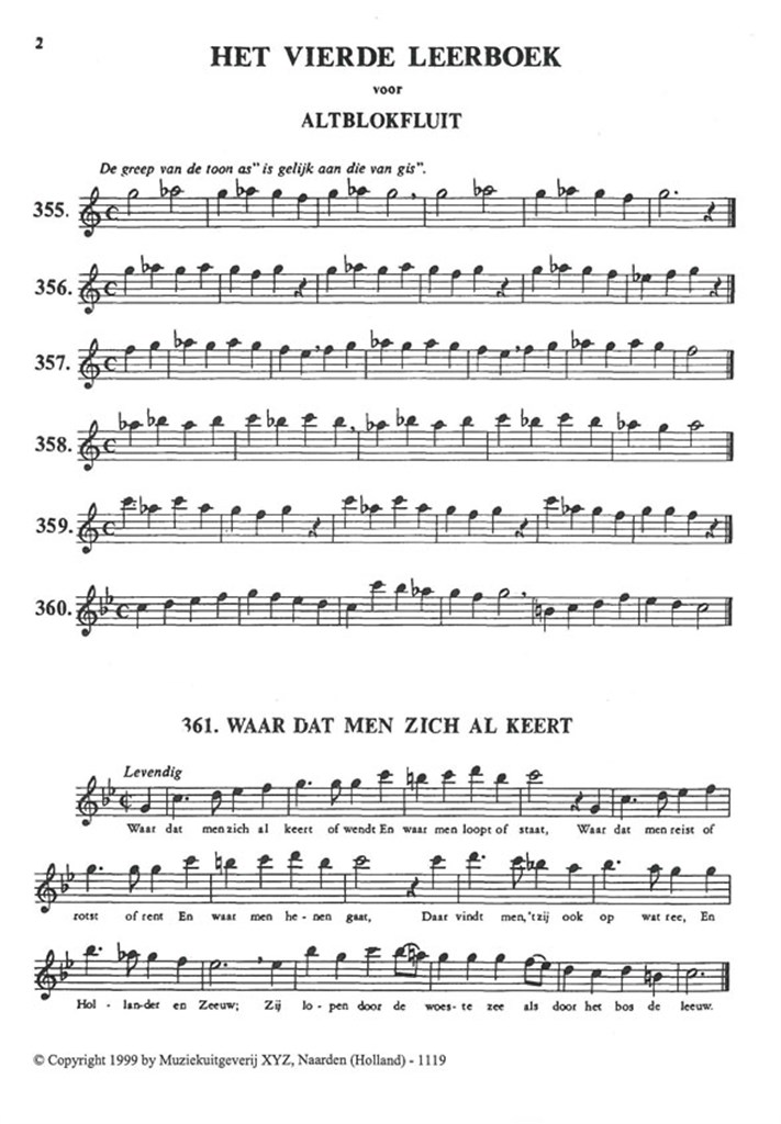 Altblokfluit 4 noty pro altovou flétnu