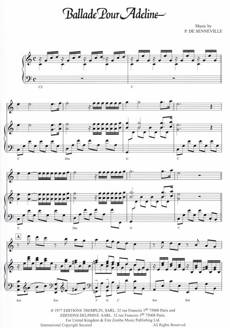Ballade Pour Adeline - Romantická klavírní skladba na klavír