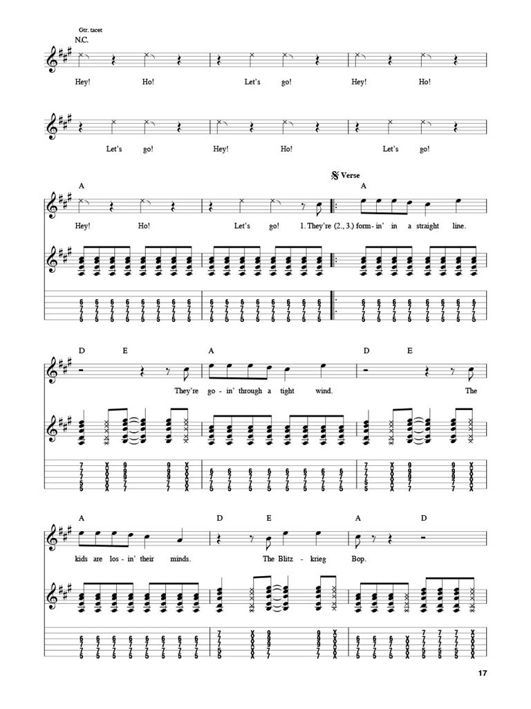 Ramones - Guitar Play-Along Volume 179 noty pro kytaru doplněné akordy