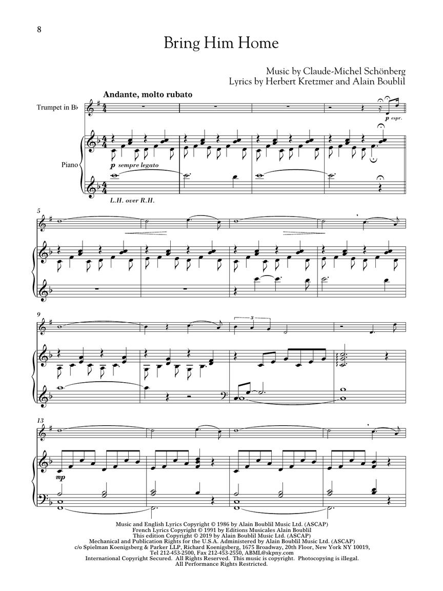 Les Miserables for Classical Players - Trumpet and Piano with Online Accompaniments (Score and Solo Part)