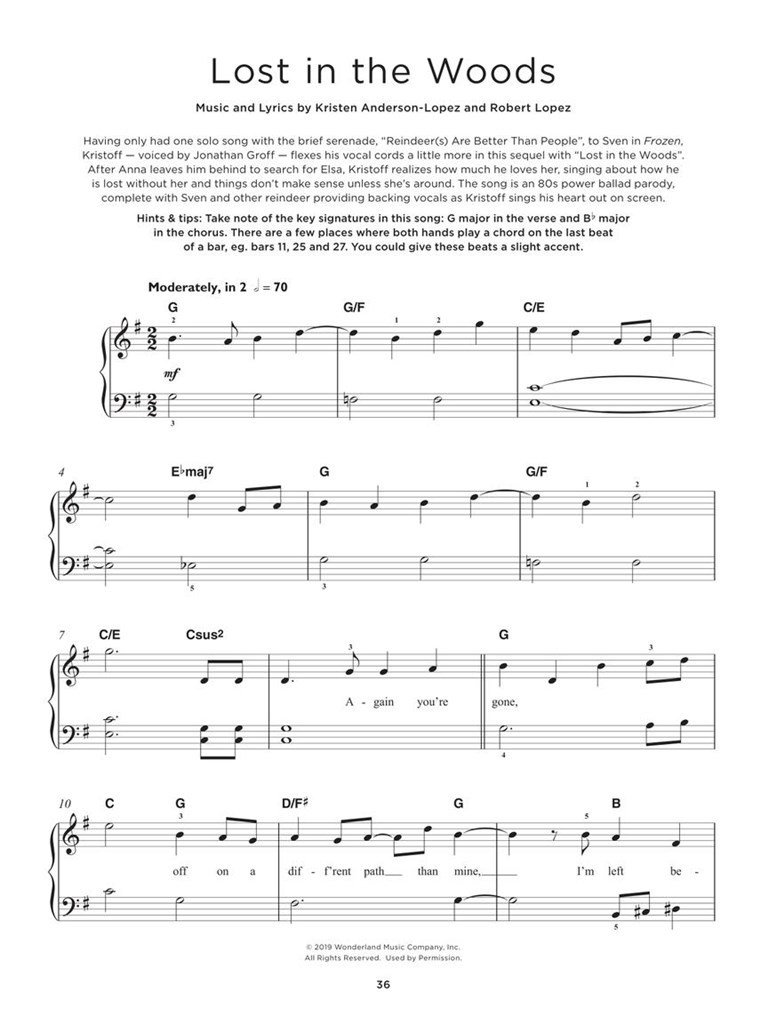 Really Easy Piano: the Frozen Collection - vánoční melodie z filmu Ledové království pro klavír