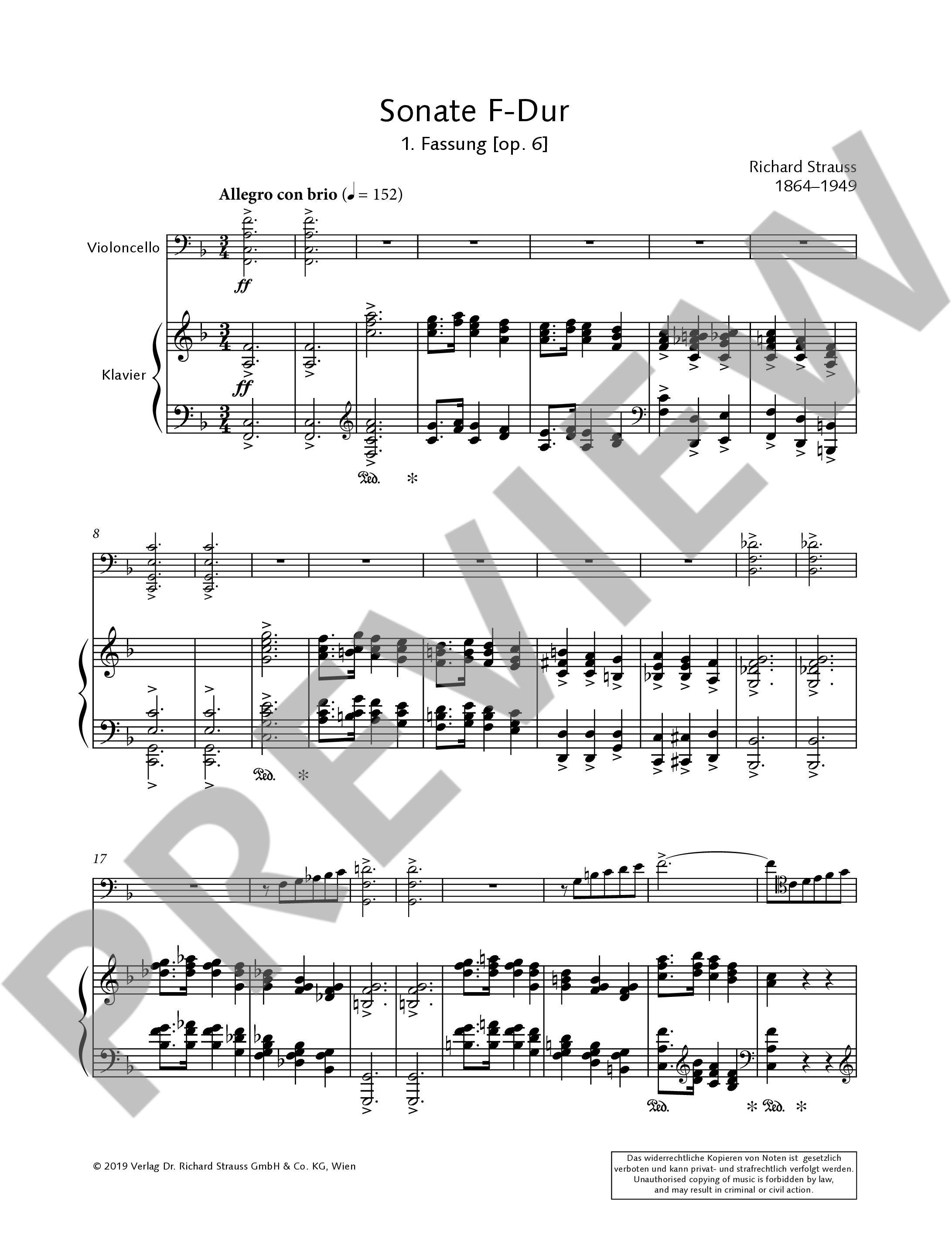 Sonate F-Dur pro violoncello a klavír