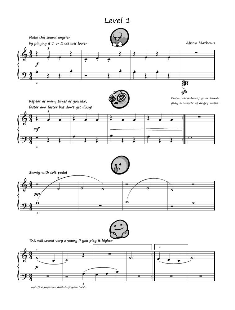 Doodles 1 - Jednoduché skladby pro klavír ve 4 úrovních obtížnosti