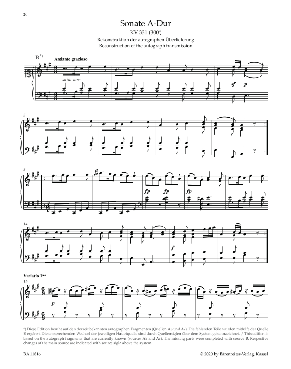 Sonate A-Dur KV 331 (300i) - Turecký pochod pro klavír