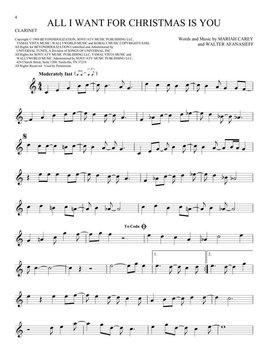 101 Christmas Songs vánoční melodie pro klarinet