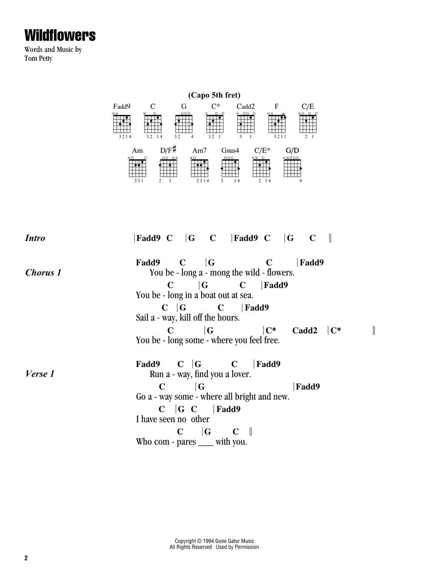 Tom Petty - Wildflowers & All the Rest - písně s akordy pro kytaru