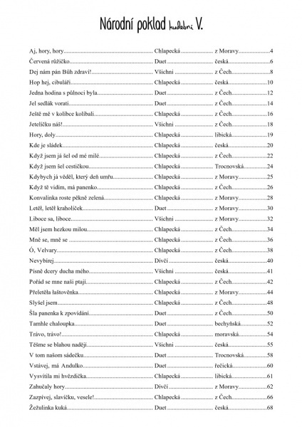 Národní poklad hudební V. - 35 lidových písní pro zpěv + klavír