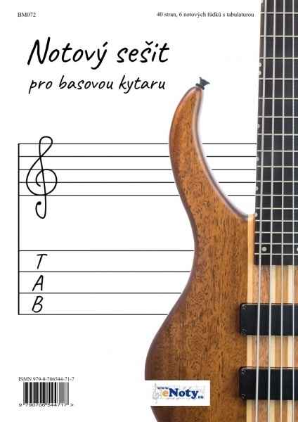 NOTOVÝ SEŠIT pro basovou kytaru A4 - 40 stran, 6 notových řádků s tabulaturou
