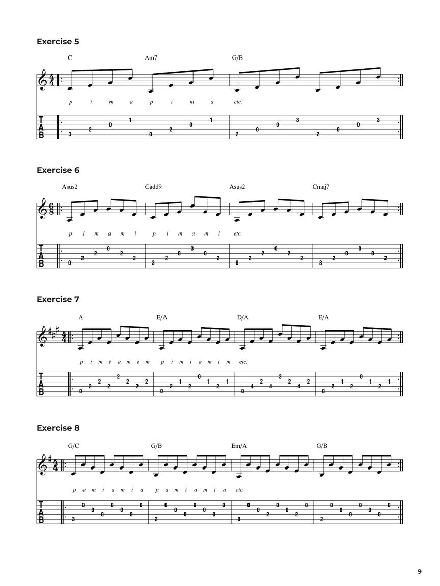 Fingerstyle Guitar Coordination - Progresivní cvičení a vzory pro kytaru