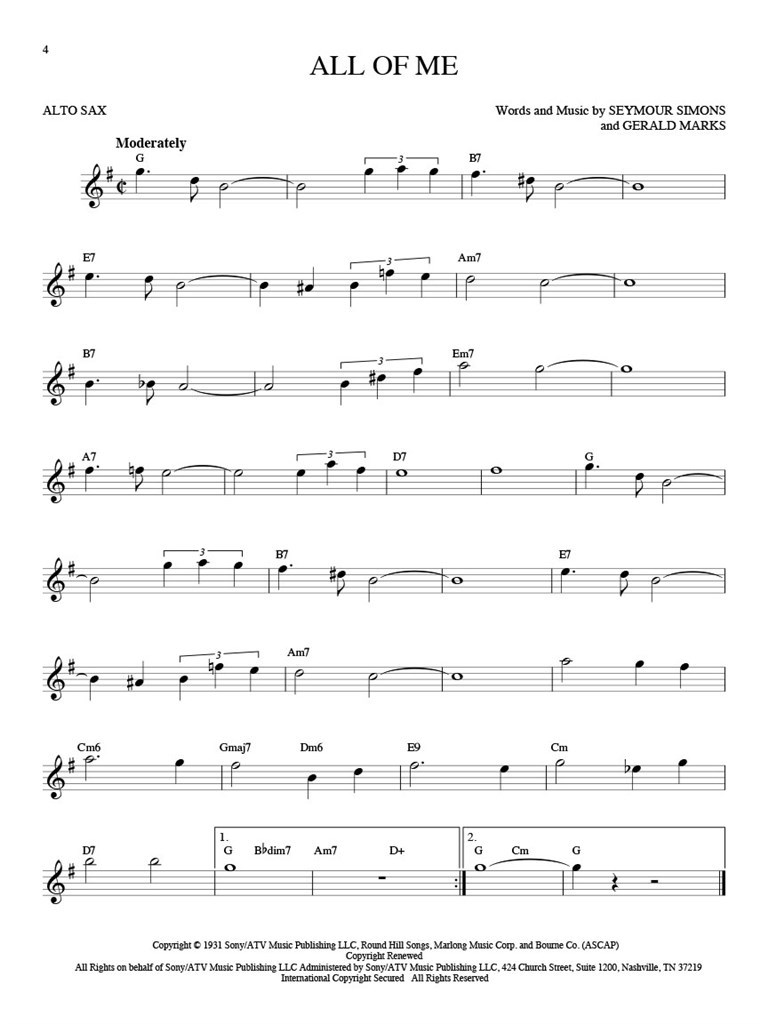 101 Jazz Songs for Alto Sax - pro altový saxofon