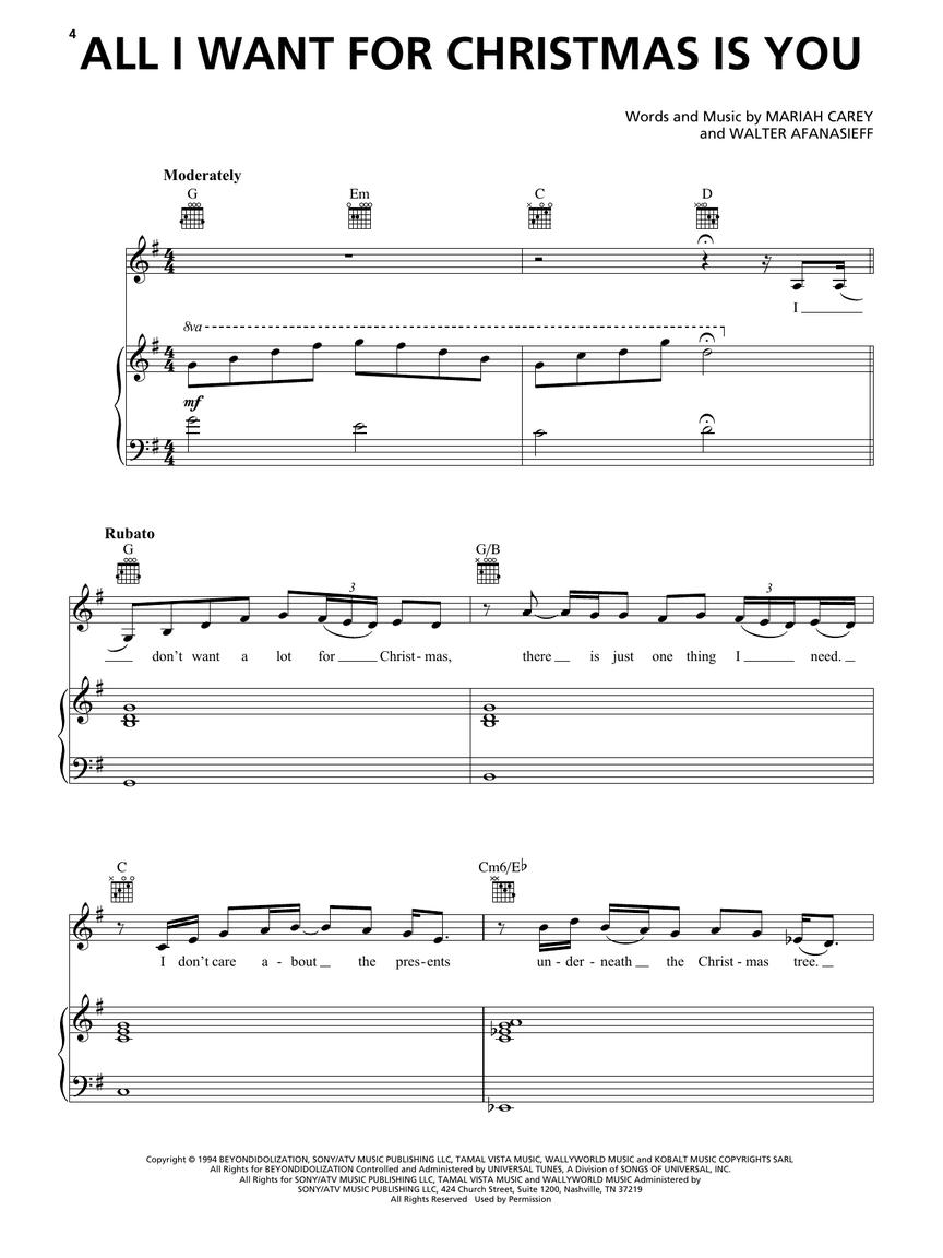 Popular Christmas Sheet Music - 1980-2017 - zpěv, klavír s akordy pro kytaru