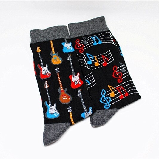 Barevné ponožky s hudebním potiskem