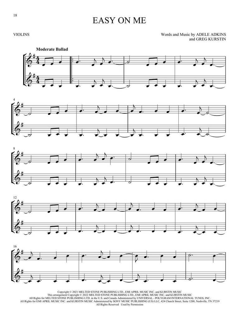 Chart Hits for Two - Snadné instrumentální duety pro dvoje housle